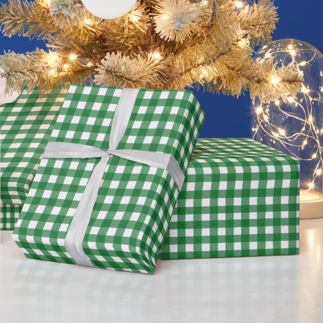 Papel De Presente Xmas em Quadriculado Verde Clássico (Feriados)