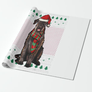 Papel De Presente Xmas Giant Schnauzer Cachorro Santa Chapéu Feio N