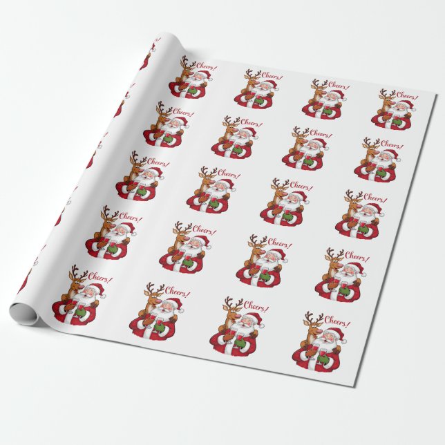 Papel De Presente Xmas Gift Cheer Papai Noel (Desenrolado)