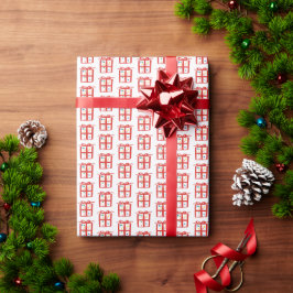 Papel De Presente Xmas Gift Doodle CHRISTMAS Holiday Red White 