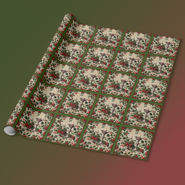 Papel De Presente Xmas Holly e Candles Fantasy (Criador carregado)