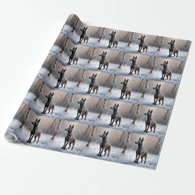 Papel De Presente Xoloitzcuintli Deixe Nevar Natal (Desenrolado)