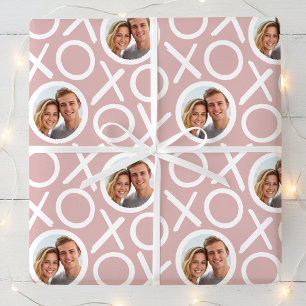 Papel De Presente XOXO Abraços e Beijos 2 Pó Fotográfico Rosa Desbot