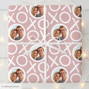 Papel De Presente XOXO Abraços e Beijos 2 Pó Fotográfico Rosa Desbot