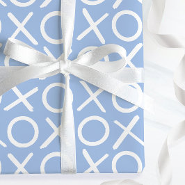 Papel De Presente XOXO Abraços e Beijos Azul Script Aniversário Pinc