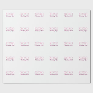 Papel De Presente Xoxo aniversário menina nome rosa malva simples am
