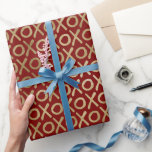 Papel De Presente XOXO Dourado Vermelho<br><div class="desc">Amor com xoxo Dourado vermelho</div>