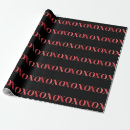 Papel De Presente XOXO valentine's day Chic black red glitter