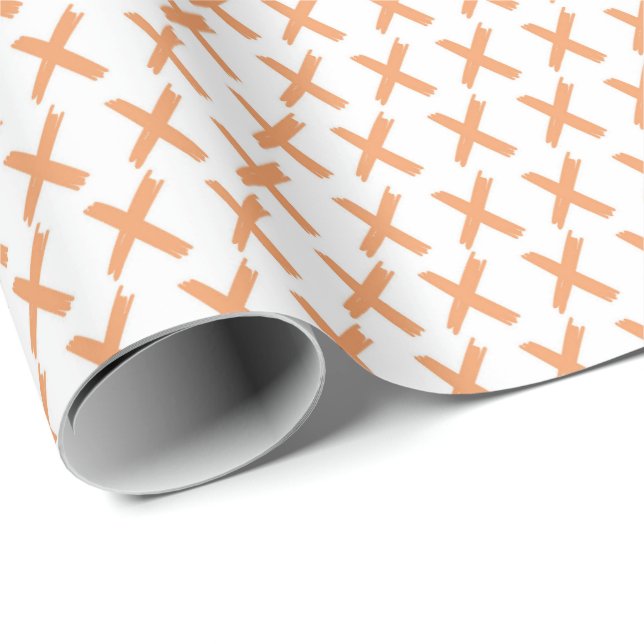 Papel De Presente X's Allover - Orange Sherbert em White (Ponta do rolo)