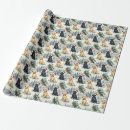Papel De Presente Yellow and Black Labrador Christmas Wrapping Paper