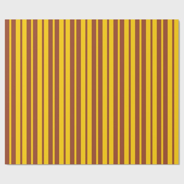 Papel De Presente Yellow Brown Stylish Stripes Pattern Design  (Aberto)