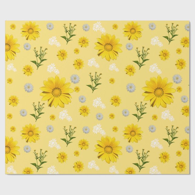 Papel De Presente Yellow Floral Wrapping Paper (Aberto)
