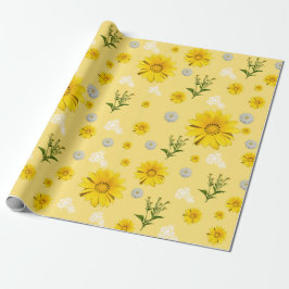 Papel De Presente Yellow Floral Wrapping Paper