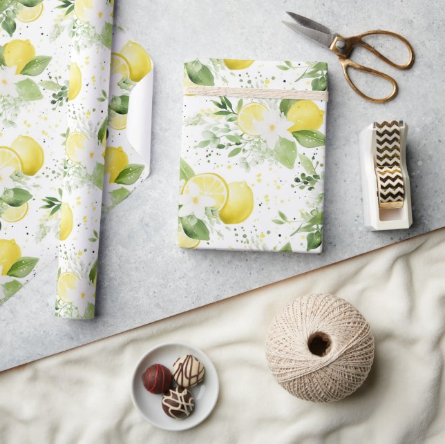 Papel De Presente Yellow Fruit Lemons (Artesanato)