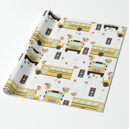 Papel De Presente Yellow School Bus Kids Birthday Party