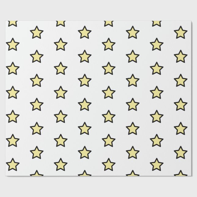 Papel De Presente Yellow Star Pattern Minimalist Modern (Aberto)