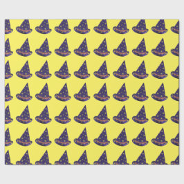Papel De Presente Yellow Stars on Purple Wizard Halloween