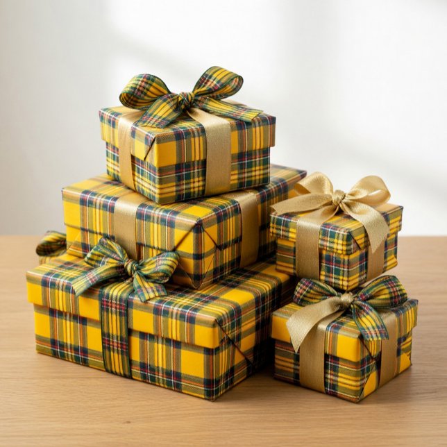 Papel De Presente Yellow Tartan Plaid Wrapping Paper (Criador carregado)