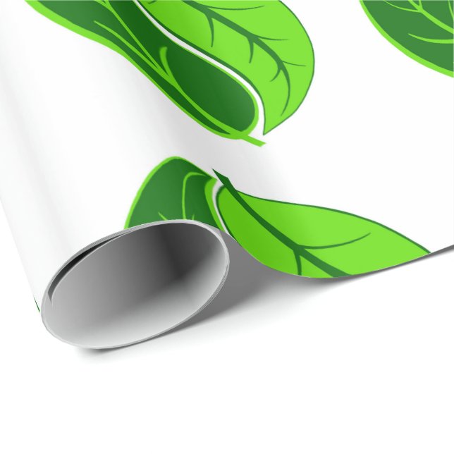 Papel De Presente Yin e Yang Leaves (Ponta do rolo)