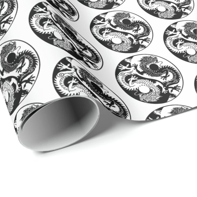 PAPEL DE PRESENTE YIN YANG DOIS DRAGONS (Ponta do rolo)