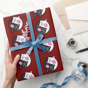Papel De Presente Yin Yang Gatos Adormecidos em Preto e Branco