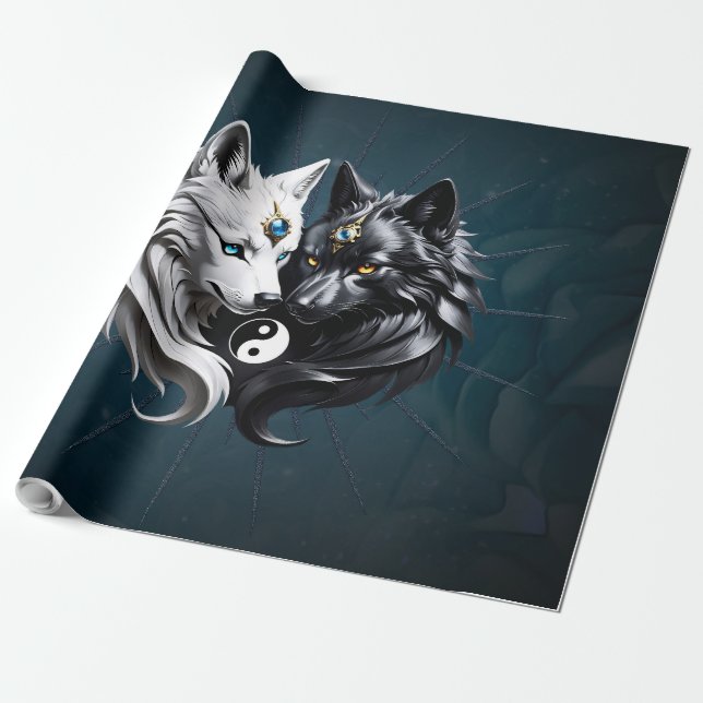 Papel De Presente Yin Yang Wolves. (Desenrolado)