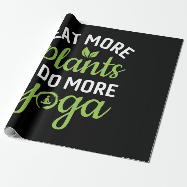 Papel De Presente Yoga Lover | Coma Mais Plantas Faz Mais Yoga (Desenrolado)