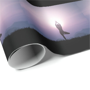 Papel De Presente Yoga Tree Pose Vrksasana Preto