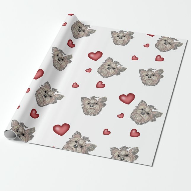 Papel De Presente Yorkshire Terrier Arcos Heart Gift (Desenrolado)