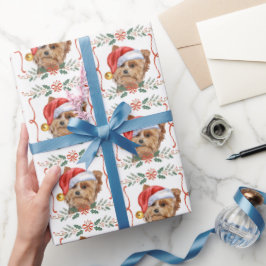 Papel De Presente Yorkshire Terrier Dog Santa Christmas
