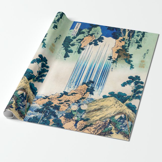 Papel De Presente Yoro Waterfall Mino Province Katsushika Hokusai (Desenrolado)