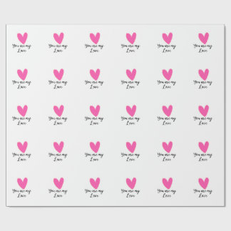 Papel De Presente you are my love pink red heart watercolor kidretro