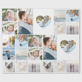 Papel De Presente Your Photos Custom Collage Grid Heart Modern