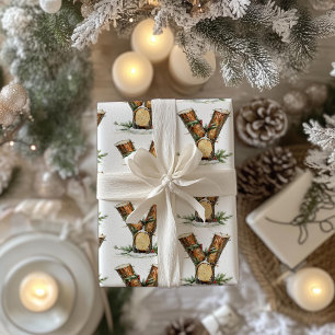 Papel De Presente Yule Log - Letra Y Natal