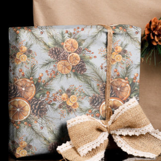 Papel De Presente Yule Winter Solstice Natural Pine & Orange