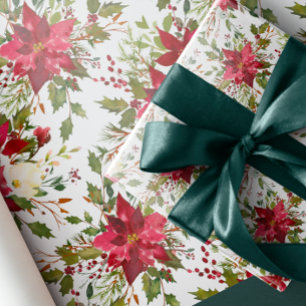 Papel De Presente Yuletida Framboesas de Natal festivo