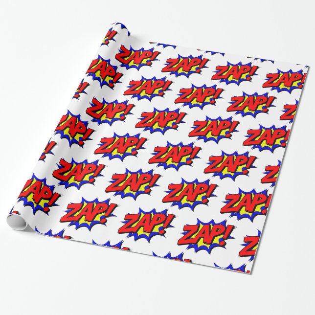 Papel De Presente Zap Pop Art Super-Herói Gift Wrap (Desenrolado)