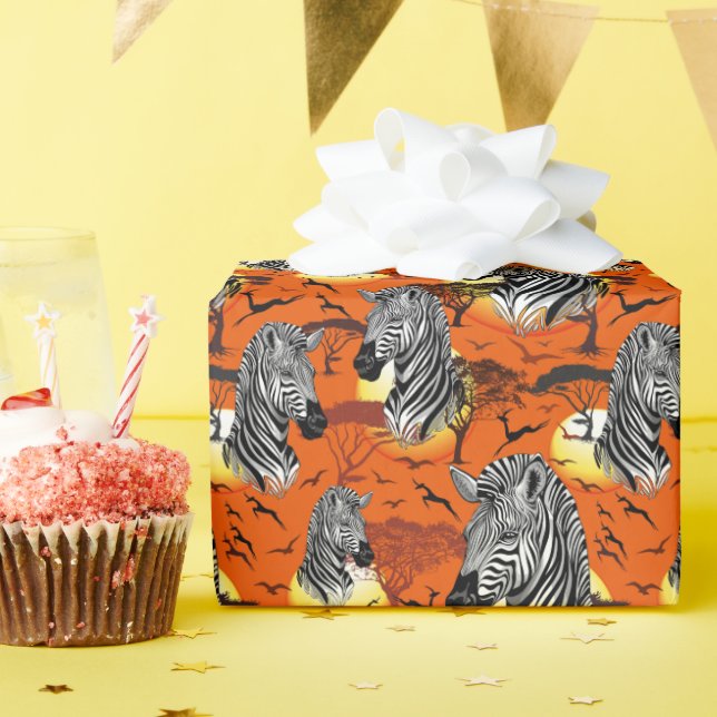 Papel De Presente Zebra African Savanna Wild Animal (Festa de aniversário)