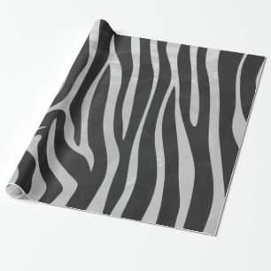 Papel De Presente Zebra Black and Light Cinza