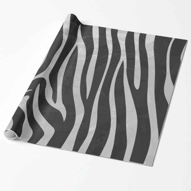 Papel De Presente Zebra Black and Light Cinza (Desenrolado)