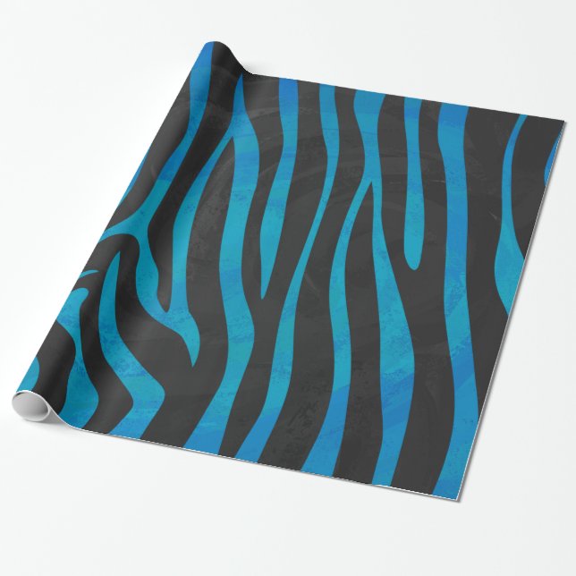 Papel De Presente Zebra Black e Blue Impressão (Desenrolado)