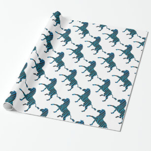Papel De Presente Zebra Black e Blue Silhouette