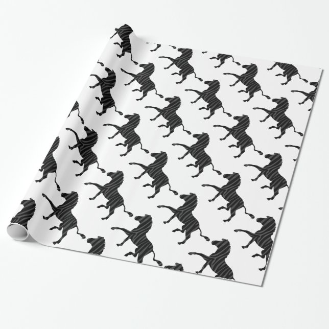 Papel De Presente Zebra Black e Cinza Silhouter (Desenrolado)