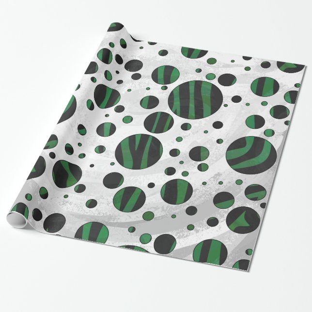 Papel De Presente Zebra Black e Green Bolinhas (Desenrolado)