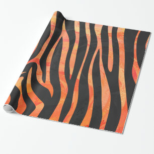 Papel De Presente Zebra Black e Orange Impressão