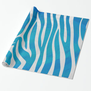 Papel De Presente Zebra Blue e White Impressão