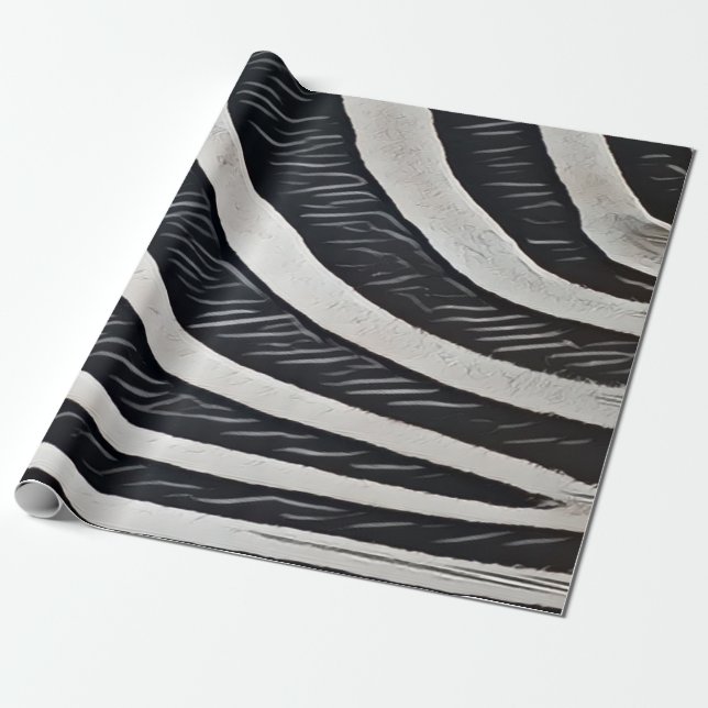 Papel De Presente Zebra fur Design preto e branco para Amante de os  (Desenrolado)