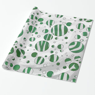 Papel De Presente Zebra Green e Bolinhas branca