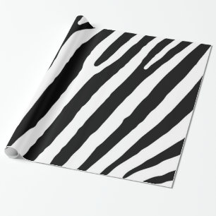 Papel De Presente Zebra Moderna Strips Preto e Legal Abstrato