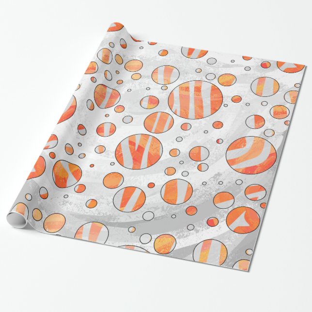 Papel De Presente Zebra Orange e Bolinhas branca (Desenrolado)